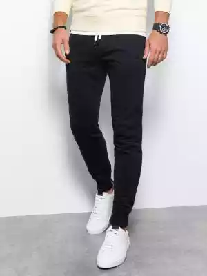 Spodnie męskie dresowe joggery - czarne  BASIC/Spodnie męskie