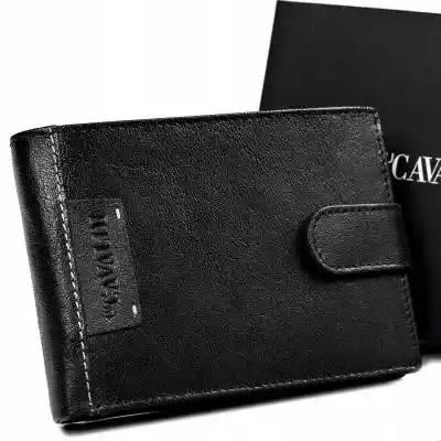 Czarny portfel męski ze skóry poziomy Cavaldi Rfid