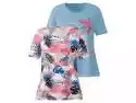 esmara T-shirty damskie z bawełną, 2 sztuki (S (36/38), Różowy/niebieski)