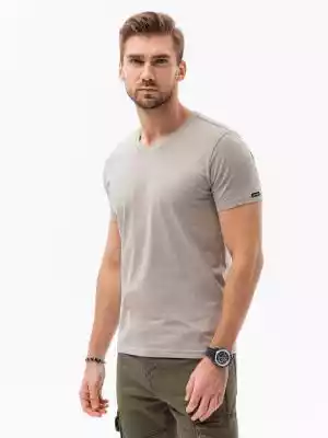 T-shirt męski bawełniany BASIC - jasnobrązowy V21 S1369
 -                                    S