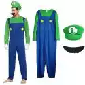 Suning Super Mario Bros Unisex Adult & Kostium dla dzieci Cosplay Fancy Dress Outfit Mężczyźni Luigi L