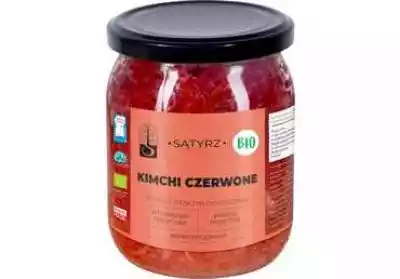 Kimchi czerwone. Produkt niepasteryzowany. Wybrzuszone wieczko nie wpływa na jakość produktu,  jest naturalnym efektem kiszenia. Nie wstrząsać,  otwierać powoli.
