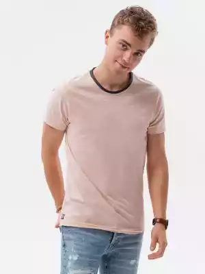T-shirt męski bawełniany - brzoskwiniowy BASIC/T-shirty męskie