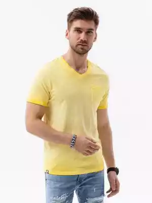 T-shirt męski z kieszonką - żółty melanż V5 S1388 
 -                                    L
