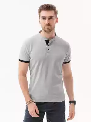 T-shirt męski polo bez kołnierzyka - sza