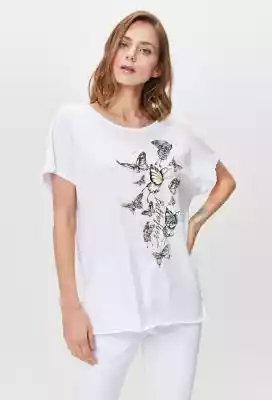 T-shirt z nadrukiem w motyle