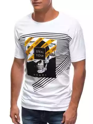 T-shirt męski z nadrukiem 1469S - biały
 On/T-shirty męskie