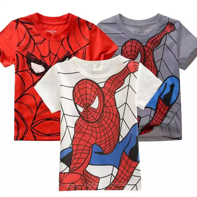 Mssugar Marvel Superhero Kids Spiderman T-shirt Boy Summer Koszulka z krótkim rękawem Top Szary 5-6 Years Mssugar ceny i opinie