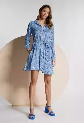 Koszulowa sukienka w nieregularny wzór Podobne : Sukienka koszulowa midi z okrągłym dekoltem, dł. do kolan - 450073