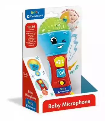 Baby mikrofon Ten sympatyczny mikrofon towarzyszy najmłodszym w pierwszych doświadczeniach ze śpiewem. Z lampkami ledowymi,  2 kolorowymi klawiszami,  wieloma melodiami i zabawnymi efektami dźwiękowymi. Po naciśnięciu na odpowiedni przycisk,  uzyskuje się efekt spotęgowania głosu,  jak w p