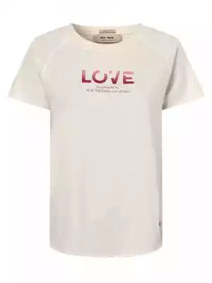 T-shirt Leni marki MOS MOSH z flokowanym nadrukiem i otwartymi krawędziami stanowi atrakcyjny akcent w codziennych stylizacjach.