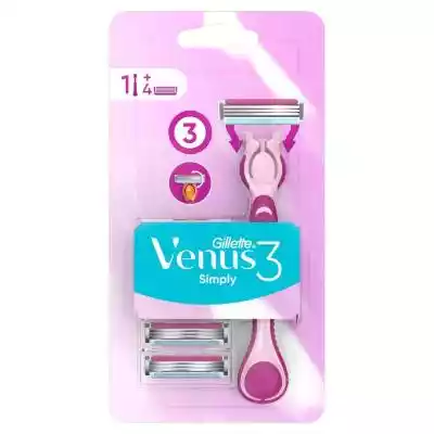         Venus                Maszynka do golenia dla kobiet Gillette Simply Venus 3 to dokładne golenie i mniejsze ryzyko skaleczeń i zacięć (w porównaniu z Simply Venus 2). Ruchoma główka z łatwością dociera do trudno dostępnych miejsc,  a pasek nawilżający z aloesem zwiększa poślizg masz