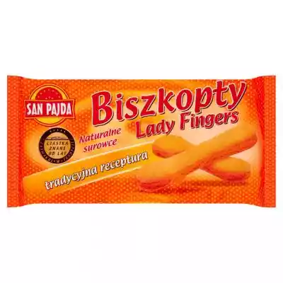 San Pajda - Biszkopty Lady Fingers Podobne : Auchan - Biszkopty z galaretką o smaku truskawkowym w czekoladzie - 227956