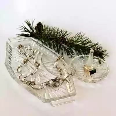 Zestaw stojak na biżuterię i tacka Podobne : Tacka paterka szklana Huta Ząbkowice bursztynowa - 1829