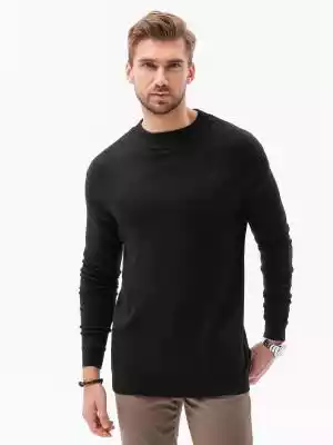 Sweter męski z półgolfem o gładkiej strukturze - czarny V1 E178
 -                                    M