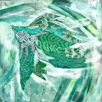 Obraz akryl na płótnie „Ptaszki w zielen Podobne : Obraz akryl na płótnie „Ptaszki w zieleni