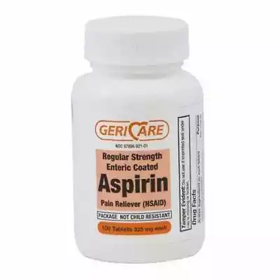 Tabletki aspiryny. Tymczasowo łagodzi: ból głowy,  ból mięśni,  ból zęba,  ból menstruacyjny,  ból i gorączkę przeziębienia,  niewielki ból zapalenia stawów. Pomaga zapobiegać kolejnemu zawałowi serca lub udarowi związanemu z zakrzepami (niedokrwiennym),  gdy jest przyjmowany zgodnie z zal