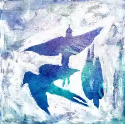 Obraz akryl na płótnie 40x40cm „Niebiesk Podobne : Obraz akryl na płótnie „Ptaszki w zieleni