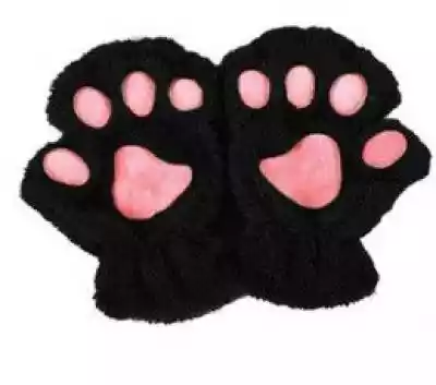 Rękawiczki Bez Palców Niedźwiedzie Kocie Podobne : Rękawiczki bez palców mitenki paski czarne białe - 367318