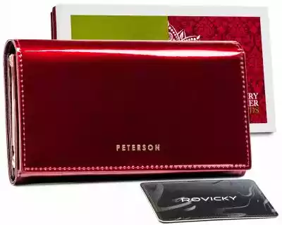 Peterson damski portfel skórzany czerwony zatrzask