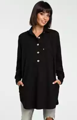 Bluzka koszulowa B086 (czarny) Podobne : Tuniki Be  B043 Tunika kimono - czarna - 2320577