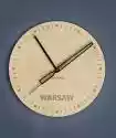 Dekoracyjny, drewniany zegar na ścianę - grawer Warszawa - Naturalny Naturalny
