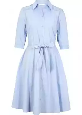 Sukienka koszulowa z koronką i wiązanym  Podobne : 286-3 SANDY Koszulowa rozkloszowana sukienka - PANTERKA - 9363