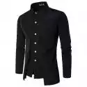 Mssugar Męskie topy Koszula z długim rękawem Formalna koszula biznesowa Czarny XL