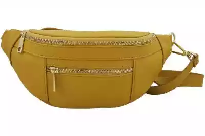 Damska torebka nerka skórzana z kieszeni Damska torebka nerka skórzana z kieszenią - Żółta ciemna