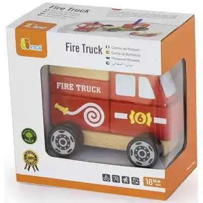 Klocki wóz strażacki to propozycja dla kreatywnych Maluszków. Zestaw należy połączyć ze sobą poprzez nałożenie elementów na drewniane kołeczki znajdujące się na platformie z kółkami tak aby powstał wóz strażacki. Zabawka daje mnóstwo radości dziecku,  nie tylko podczas budowania pojazdu,  