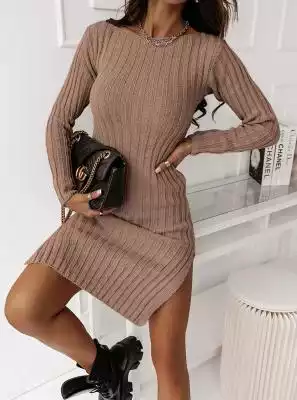 Sweterkowa sukienka z rozcięciami Reanna Podobne : 59-11 Sweterkowa sukienka - BRUDNY RÓŻ MELANŻ - 9369