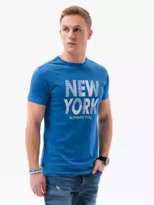 T-shirt męski z nadrukiem - ciemnoniebie