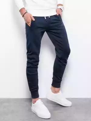 Spodnie męskie dresowe joggery - granato Podobne : Granatowe spodnie męskie chinosy z paskiem R‑PARKS plus size - 26932