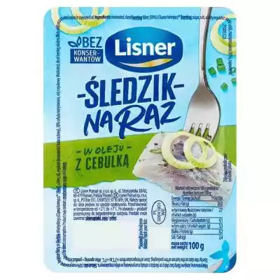 Lisner Śledzik na raz w oleju z cebulką  Podobne : Lisner - Solone filety śledziowe w oleju rzepakowym. - 224402