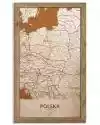 Drewniany obraz państwa- Polska w dębowej ramie 20x30cm Dąb, Orzech, Heban