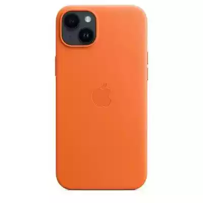 Skórzane etui z MagSafe do iPhone'a 14 Plus - pomarańczowe Zaprojektowane przez Apple dla iPhone'a 14 Plus skórzane etui z MagSafe zapewnia dodatkową ochronę i stylowy wygląd. Wykonane ze specjalnie garbowanej i barwionej,  miękkiej w dotyku skóry,  która z czasem pokrywa się natur