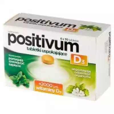 Suplement diety positivum D3 tabletki uspokajające to połączenie naturalnych składników roślinnych,  które wspierają utrzymanie pozytywnego nastroju i zmniejszają napięcie pomagając uzyskać stan odprężenia,  a zawarte w składzie witamina Di cynk pomagają w prawidłowym funkcjonowaniu układu