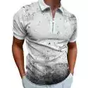 Mssugar Męska letnia koszulka polo z krótkim rękawem T-shirt Zip Collar Tee Casual Top B XL