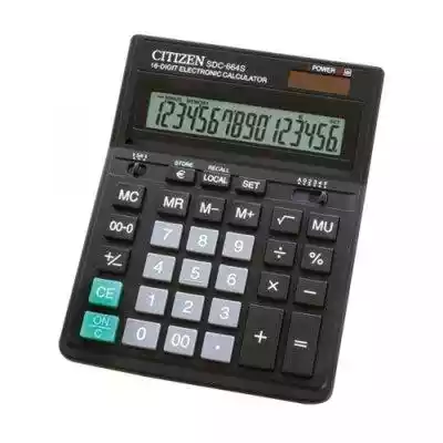 Kalkulator biurowy SDC664S Citizen Funkcje: Pierwiastek kwadratowy,  Zmiana znaku [+/-],  Przycisk procenty [%],  Podwójne zero [00],  Obliczanie marży [MU],  Konwersja walut,  Zaokrąglanie wyników,  Wybór dziesiętny,  Kasowanie ostatniej pozycji,  Podwójne zasilanie Pamięć: 4 przyciski M+