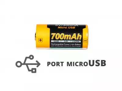 Fenix USB ARB-L16UP to akumulator litowo-jonowy typu 16340 RCR123 3, 6 V o pojemnoci 700 mAh,  wyposaony w innowacyjny system adowania za pomoc portu micro-USB.Dziki zaawansowanej konstrukcji oraz wielopoziomowym zabezpieczeniom producent gwarantuje a 500 cykli adowania z zachowaniem do 75