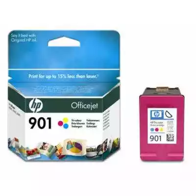 Trójkolorowy kartridż atramentowy HP 901,  HP CC656AE oryginalny wkład drukujący HP Officejet nr. 901 zapewnia ekonomiczny druk wysokiej jakości kolorowych dokumentów i grafiki.
