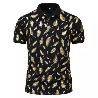 Męska codzienna koszulka polo z krótkim rękawem Casual Feather Printed Basic Top Slim Fit T-Shirt#!!#100% nowy i wysokiej jakości#!!#Materiał: ...