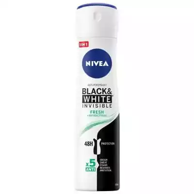         NIVEA                NIVEA Black&White Invisible Fresh Antyperspirant to produkt,  który zapewni Ci skuteczną i niezawodną ochronę przed poceniem się,  bez ryzyka pobrudzenia Twoich ulubionych ubrań. Zapewnia ochronę 5w1 i chroni przed nieprzyjemnym zapachem,  poceniem,  żółtymi pl