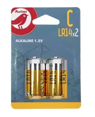 Auchan - Baterie alkaliczne Auchan C LR1 Podobne : Baterie C LR14 DURACELL Extra Life (2 szt.) - 1533224
