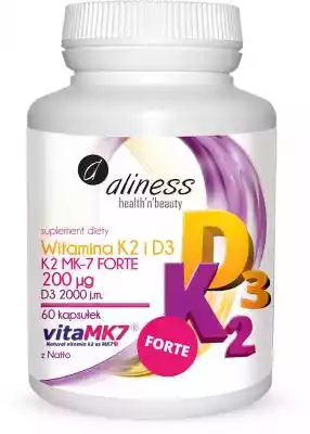 Naturalne źródło witaminy K w postaci MK-7 w ilości  200µg w połączeniu z witaminą D3 2000j.m.                 Składniki   1 kapsułka   %RWS*     Witamina K (VitaMK7®)   200 mcg (µg)   266%     Witamina D (cholekalcyferol)   50 mcg (µg)