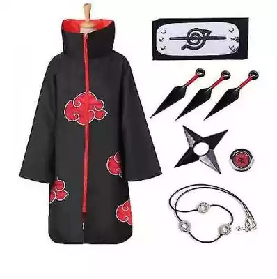 Naruto Akatsuki Cloak Anime Zestaw kosti Podobne : Naruto Akatsuki Cloak Zestaw kostiumów anime Itachi Robe Halloween Płaszcz XL - 2754770