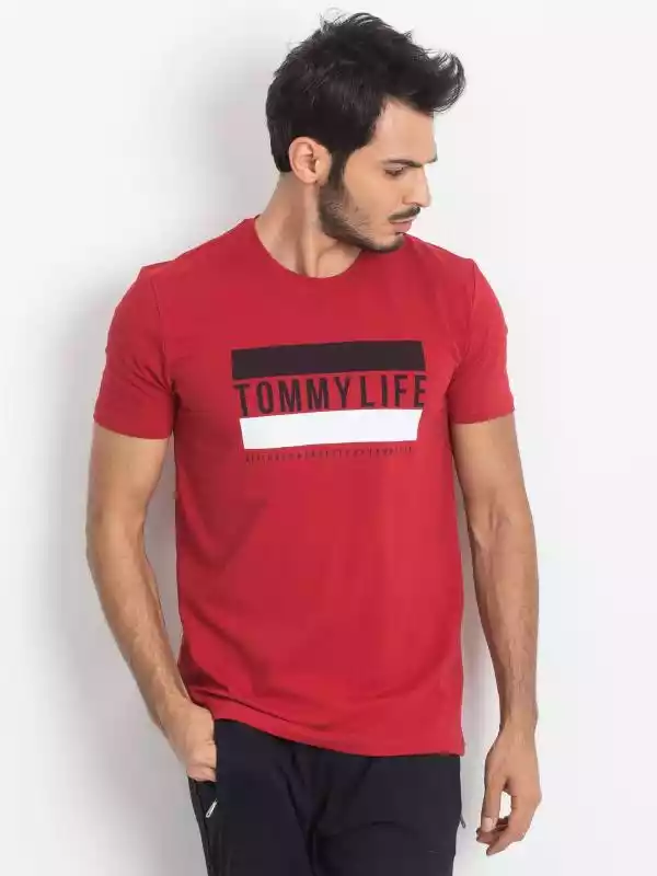 T-shirt T-shirt męski czerwony Merg ceny i opinie