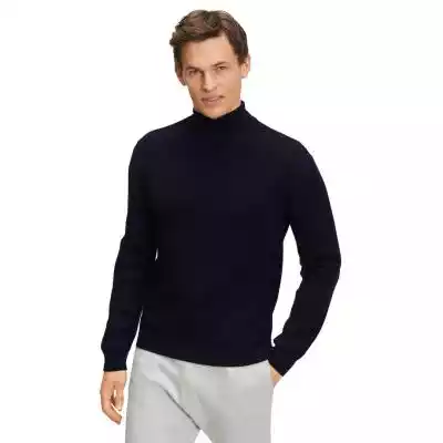 Zimowy sweter z golfem z bardzo cienkiej wełny merino jest wyjątkowo ciepły i przytulny. Wysokiej jakości struktura ściegu półpatentowego tworzy piękny prążkowany wygląd,  który zwłaszcza przy otworach na ręce przechodzi w cienkie linie.