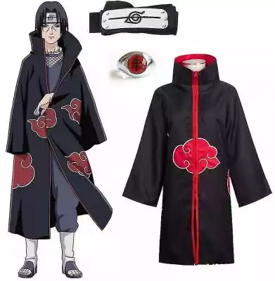 Naruto Anime Akatsuki Uchiha Itachi Cloa Podobne : Naruto Akatsuki Cloak Anime Zestaw kostiumów cosplayowych Itachi Robe Halloween-1 Zestaw 4 sztuk S - 2798765