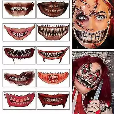 Mssugar Halloween Tattoo Naklejki, Hallo Podobne : Mssugar Halloween Led Horror Mask Cosplay Smiling Stitched El Wire Light Up Niebieski - 2716692